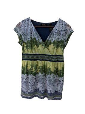 Vintage Y2K Women's Babydoll Top Size S Colorful Floral Sheer Forest Fairy Boho